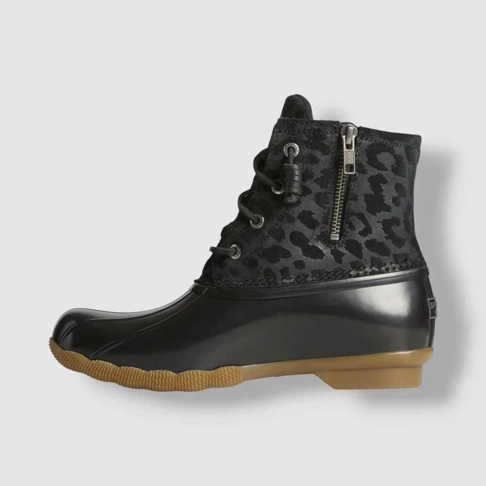 Sperry Women's Black Saltwater Waterproof Duck Boots Shoe Size 5.5M - Picture 3 of 6